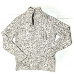 Banana Republic Italian Yarn Womens Medium Gray 1/4 Button Pullover Sweater Wool